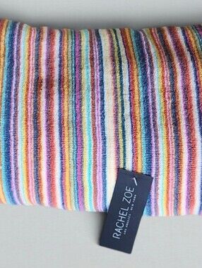 Rachael Zoe One Bath Towel Striped Multicolor Colorful NEW Orange